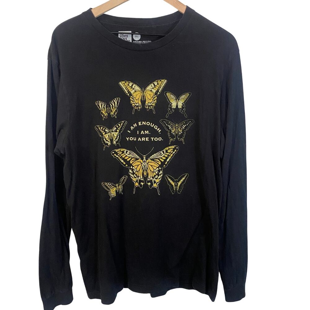 To Write Love On Her Arms Black Butterfly Long Sleeve I AM ENOUGH Graphic Sz XL